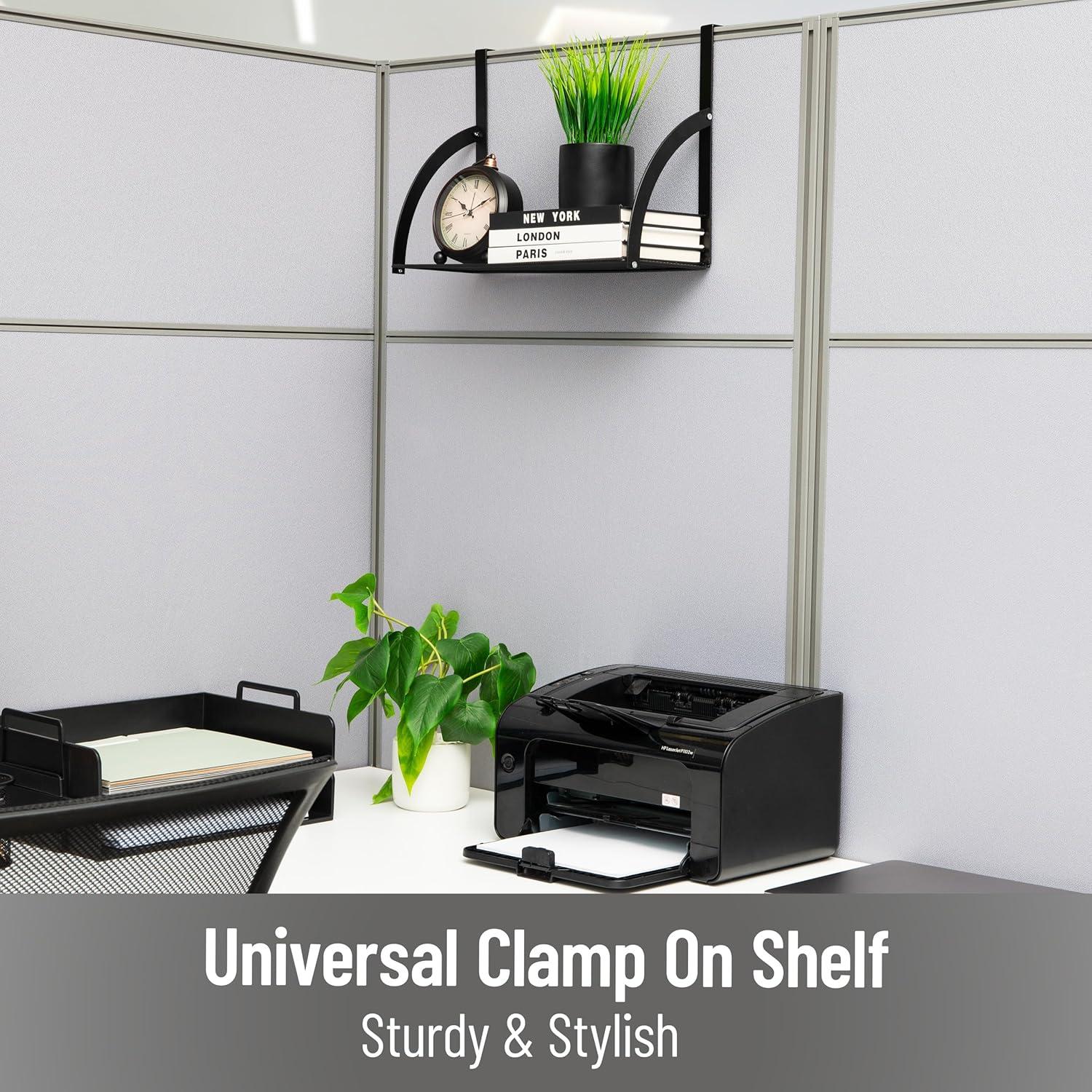 imageMind Reader Hanging Cubicle Shelf Organizer Cubicle Shelf for Office Supplies Plants and Decor Easy to Install Metal Black