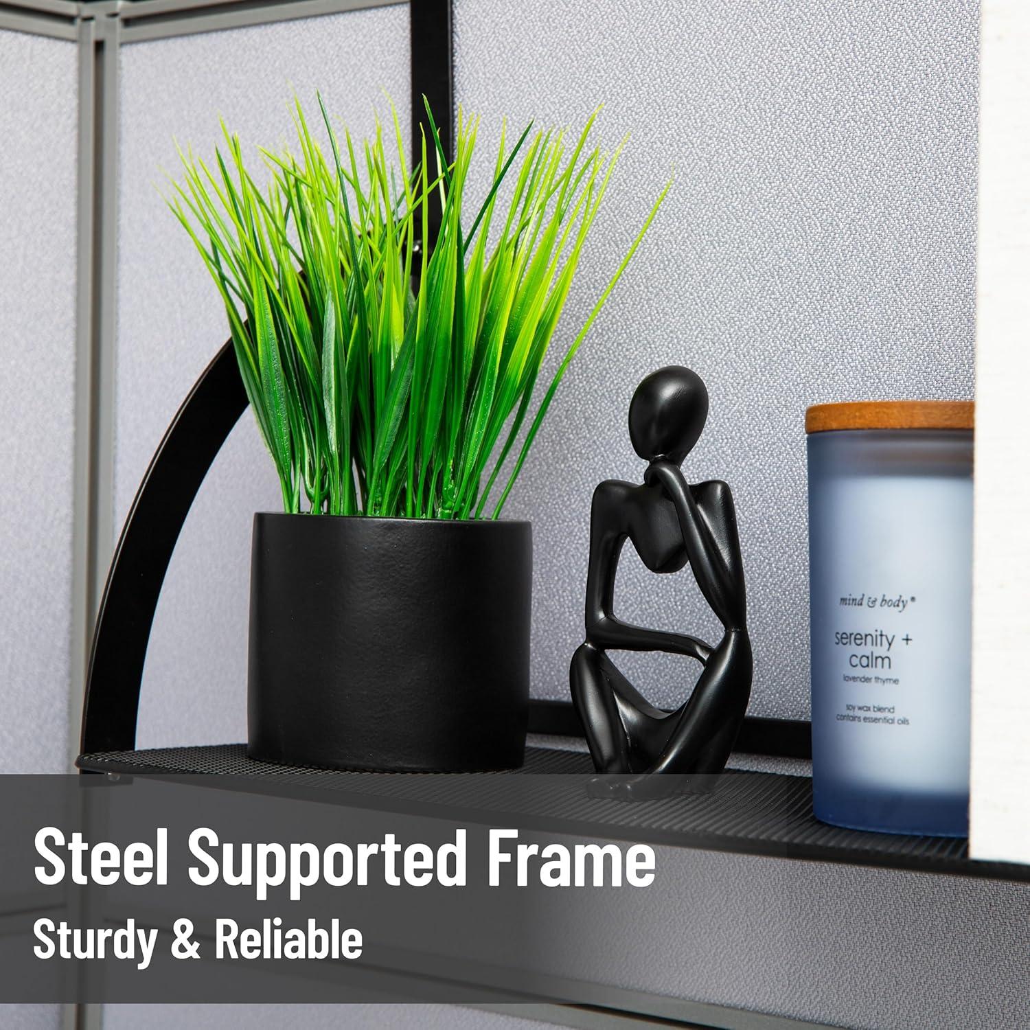 imageMind Reader Hanging Cubicle Shelf Organizer Cubicle Shelf for Office Supplies Plants and Decor Easy to Install Metal Black