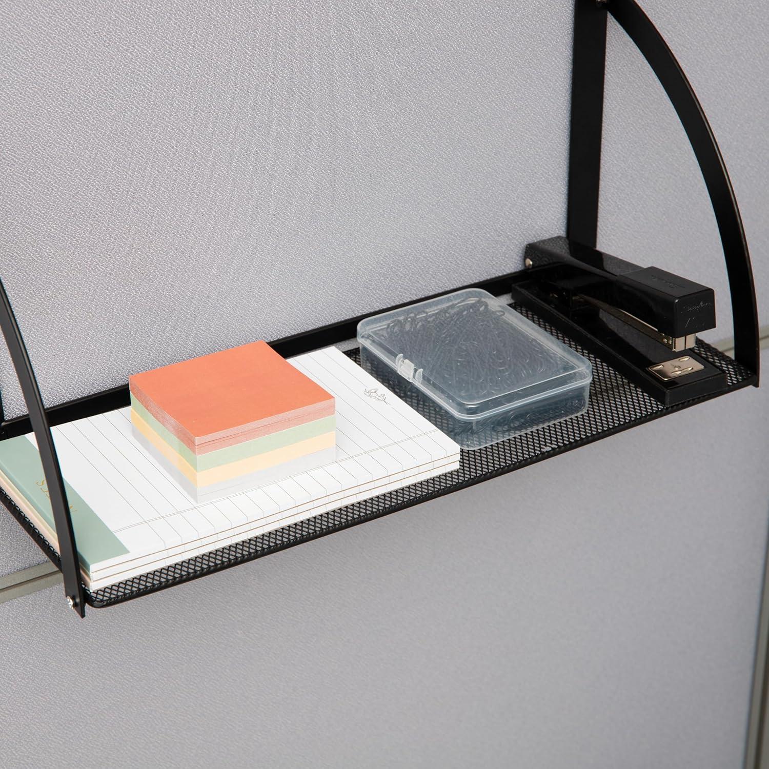 imageMind Reader Hanging Cubicle Shelf Organizer Cubicle Shelf for Office Supplies Plants and Decor Easy to Install Metal Black