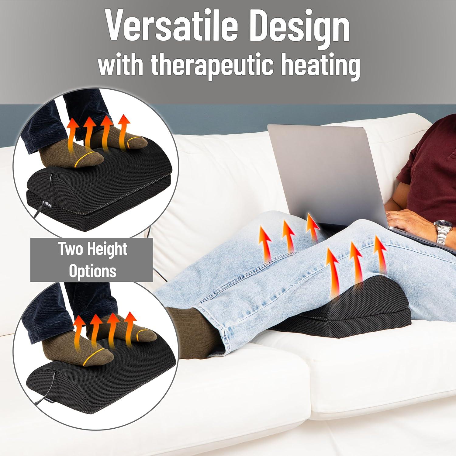 imageMind Reader Heated Memory Foam Footrest Under Desk Ergonomic Support with 4 Heat Settings Timer amp Auto ShutOff Adjustable Height Black