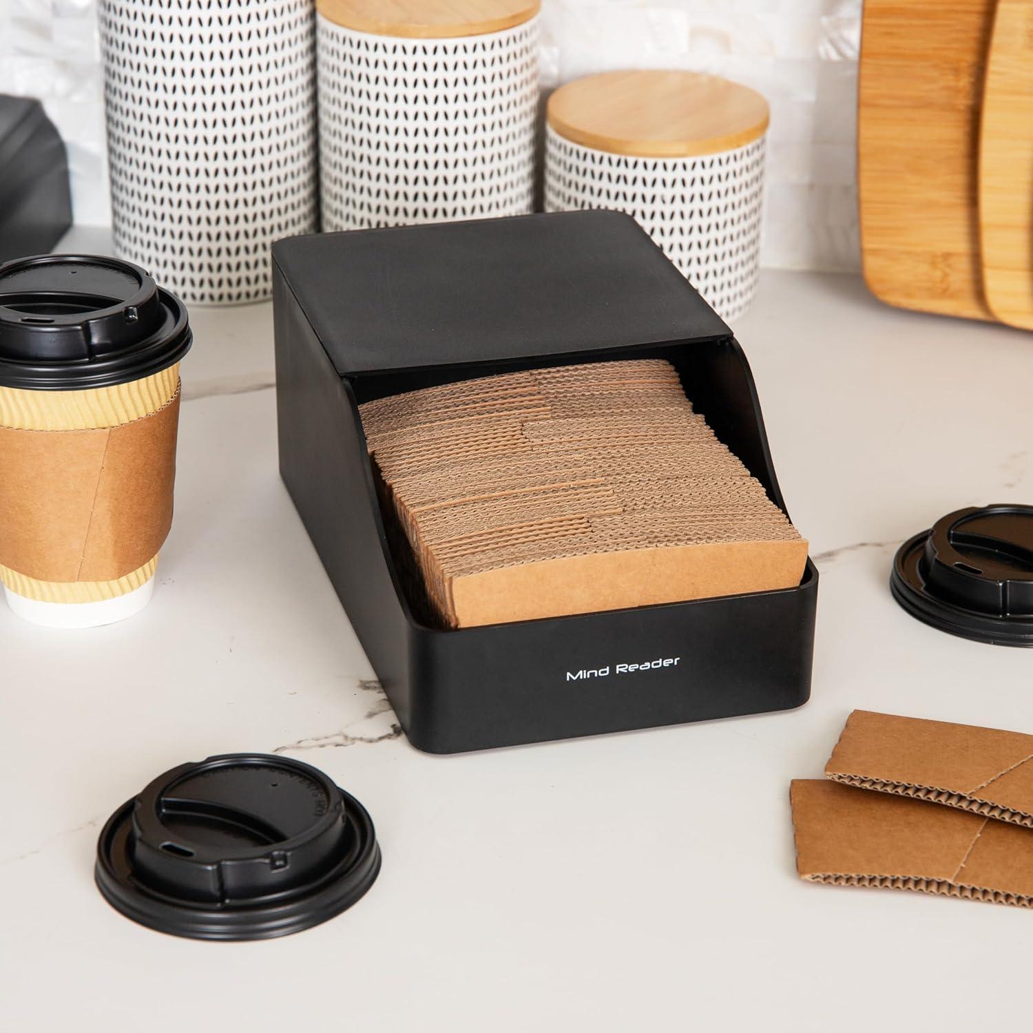 imageMind Reader Hot Cup Sleeve Dispenser Coffee Bar Accessories Coffee Station Kitchen Org 591L x 965W x 394H BlackBlack