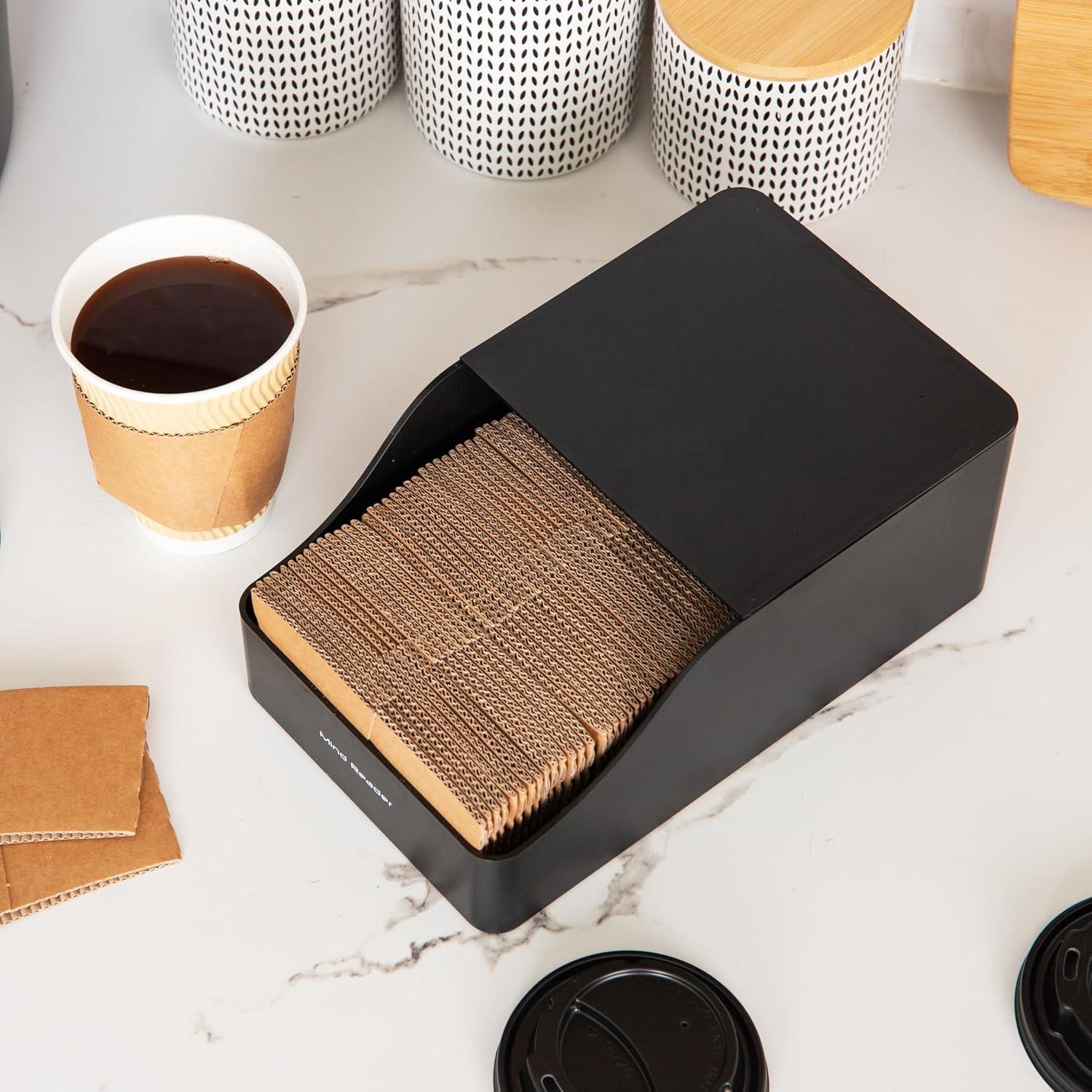 imageMind Reader Hot Cup Sleeve Dispenser Coffee Bar Accessories Coffee Station Kitchen Org 591L x 965W x 394H BlackBlack