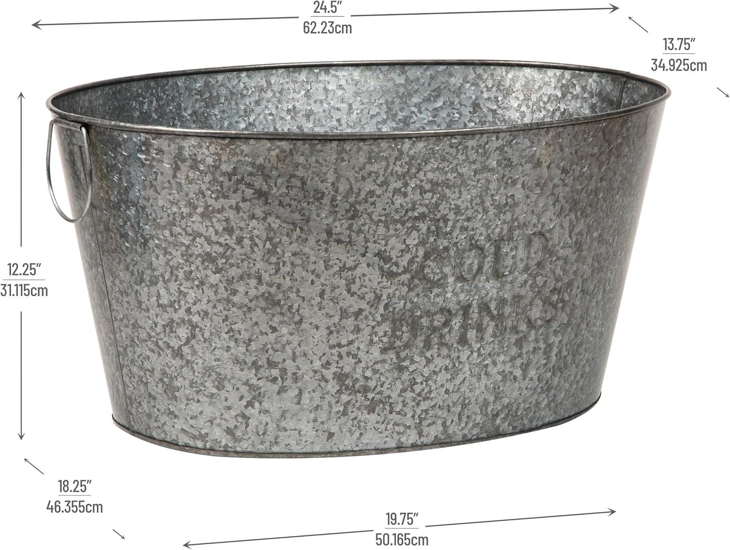 imageMind Reader Ice Beverage Bucket for Parties Wine Bucket Baby Photos Galvanized Metal 195L x 1425W x 105H SilverMedium