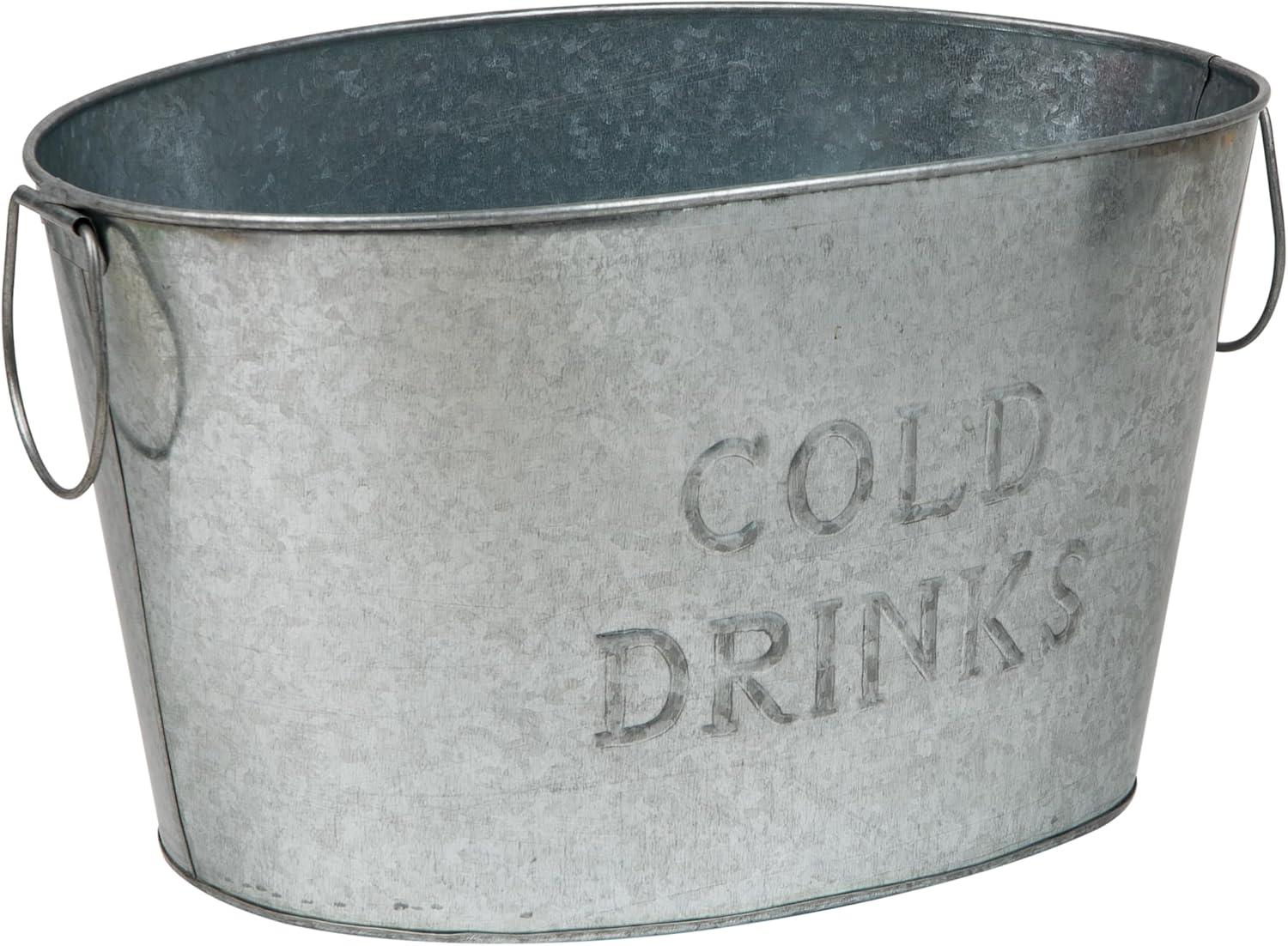 imageMind Reader Ice Beverage Bucket for Parties Wine Bucket Baby Photos Galvanized Metal 195L x 1425W x 105H SilverSmall