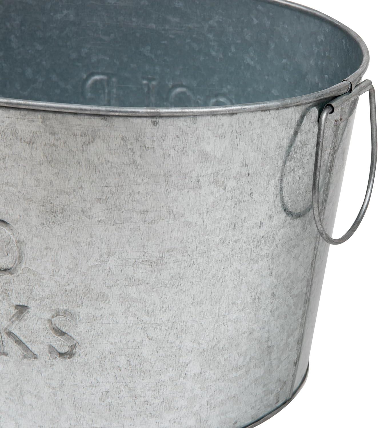 imageMind Reader Ice Beverage Bucket for Parties Wine Bucket Baby Photos Galvanized Metal 195L x 1425W x 105H SilverSmall