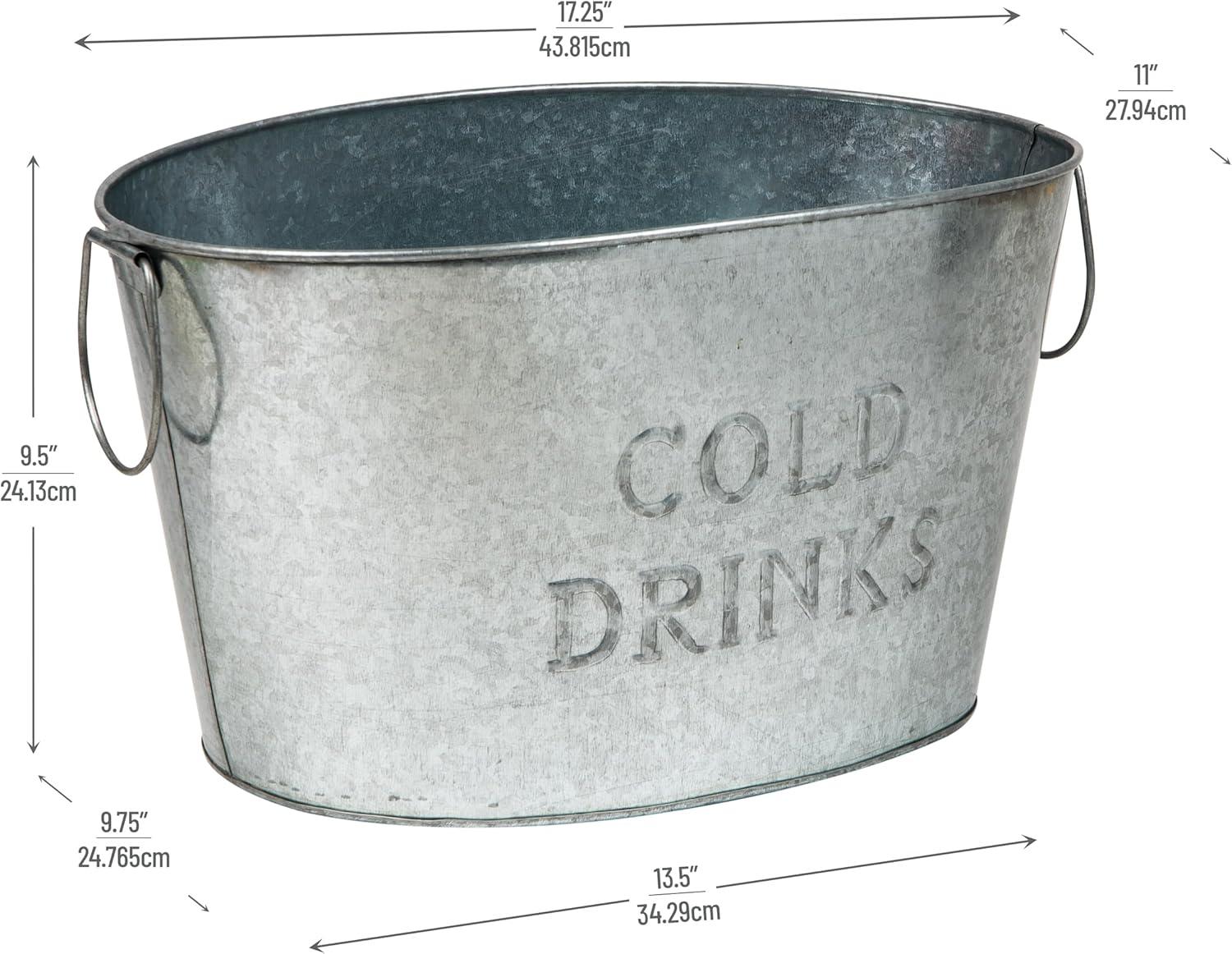 imageMind Reader Ice Beverage Bucket for Parties Wine Bucket Baby Photos Galvanized Metal 195L x 1425W x 105H SilverSmall