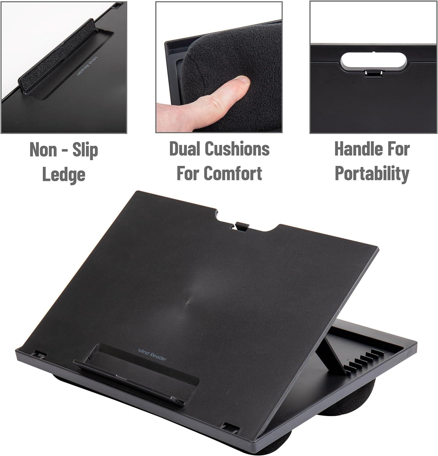imageMind Reader Lap Desk Laptop Stand Bed Tray Collapsible Cushion Portable Dorm Plastic 1475L x 11W x 73H BlackBlack
