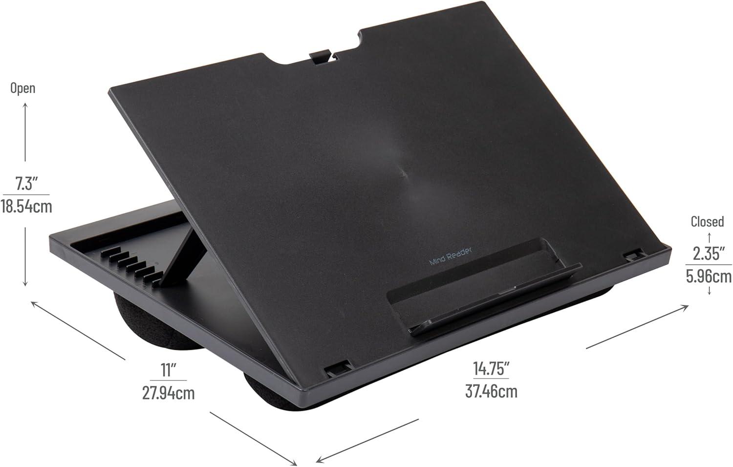 imageMind Reader Lap Desk Laptop Stand Bed Tray Collapsible Cushion Portable Dorm Plastic 1475L x 11W x 73H BlackBlack