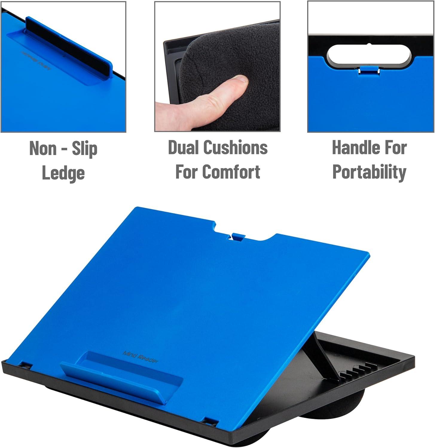 imageMind Reader Lap Desk Laptop Stand Bed Tray Collapsible Cushion Portable Dorm Plastic 1475L x 11W x 73H BlackBlue