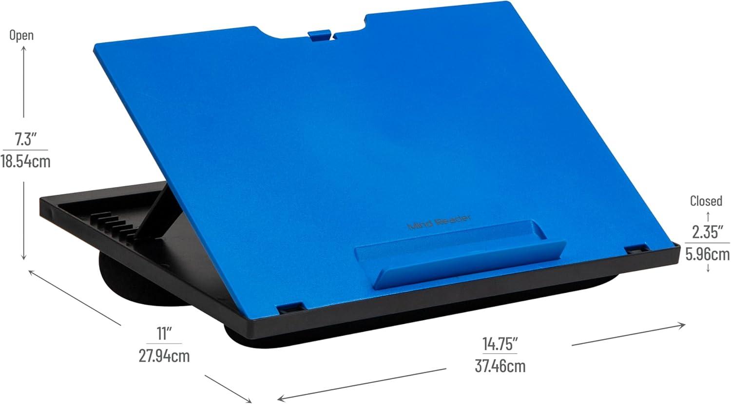 imageMind Reader Lap Desk Laptop Stand Bed Tray Collapsible Cushion Portable Dorm Plastic 1475L x 11W x 73H BlackBlue