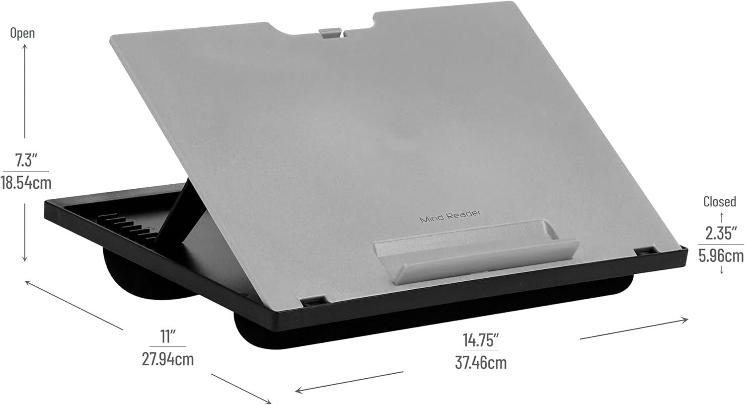 imageMind Reader Lap Desk Laptop Stand Bed Tray Collapsible Cushion Portable Dorm Plastic 1475L x 11W x 73H BlackGray