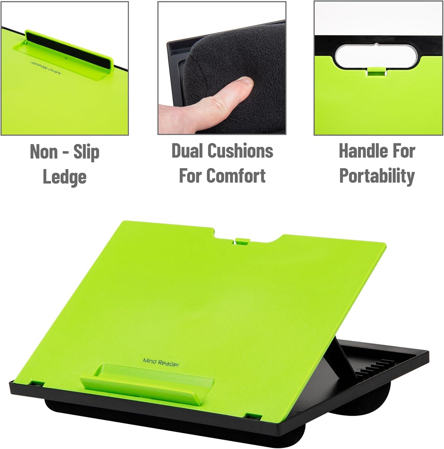 imageMind Reader Lap Desk Laptop Stand Bed Tray Collapsible Cushion Portable Dorm Plastic 1475L x 11W x 73H BlackGreen