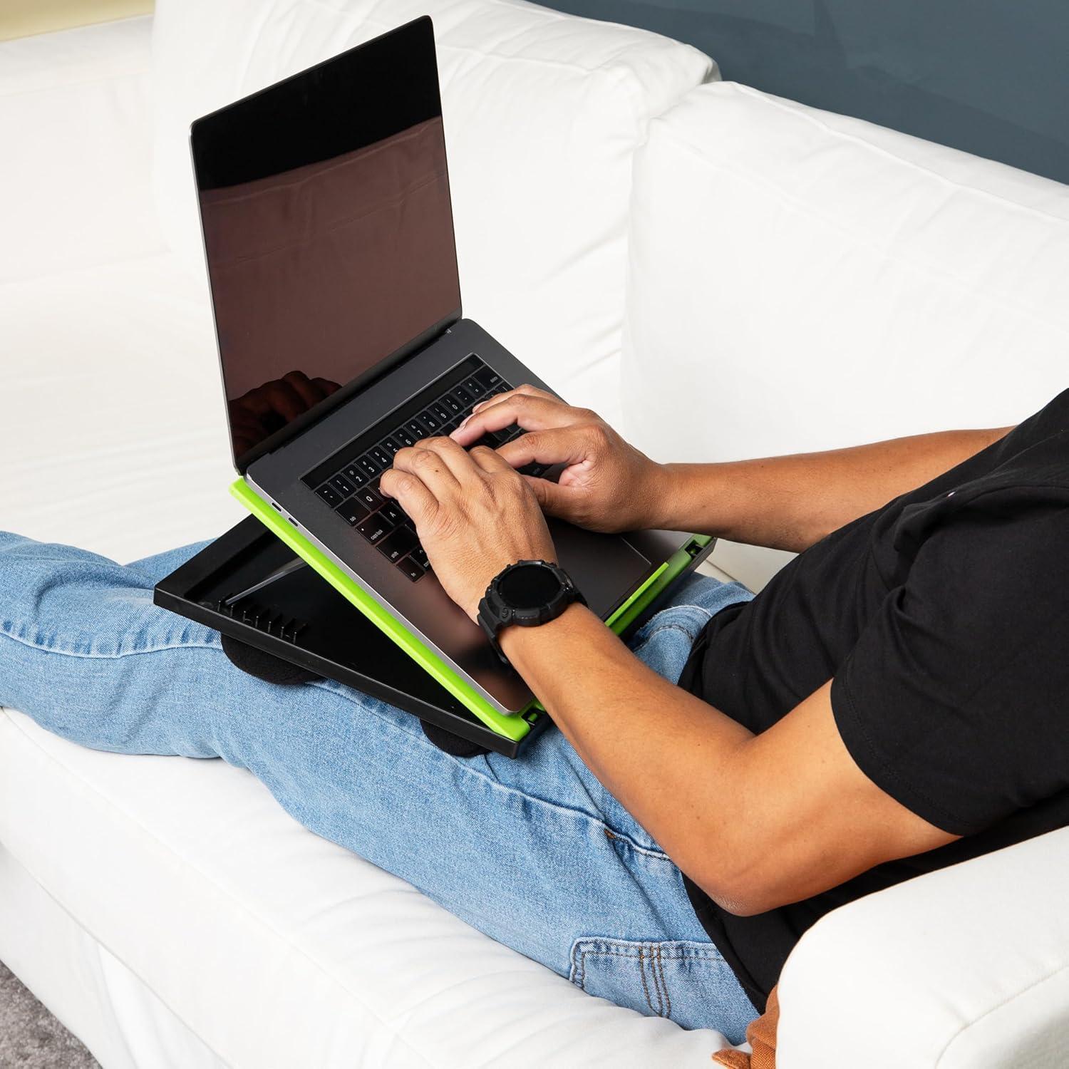 imageMind Reader Lap Desk Laptop Stand Bed Tray Collapsible Cushion Portable Dorm Plastic 1475L x 11W x 73H BlackGreen