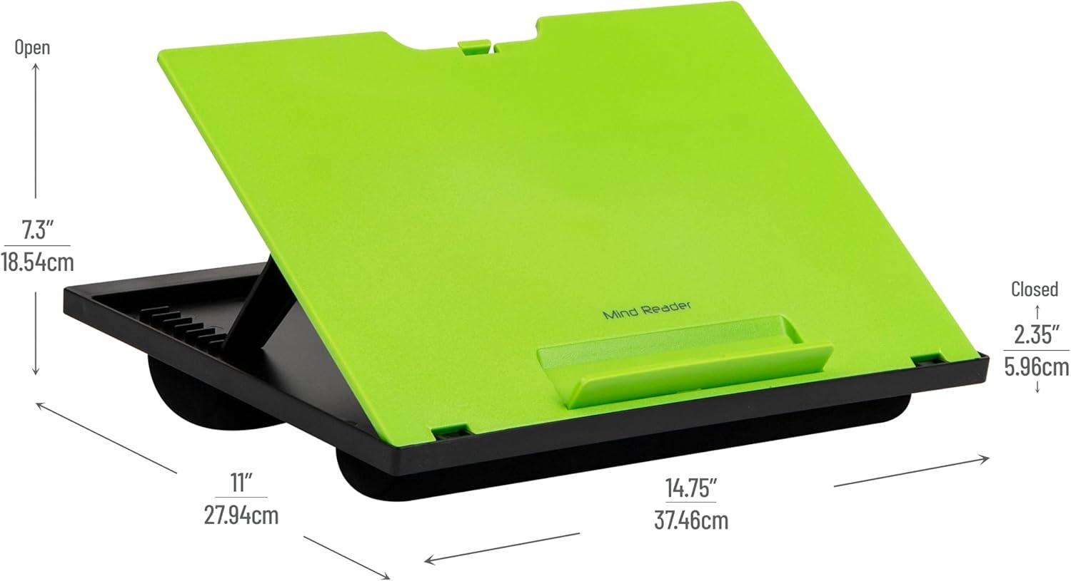 imageMind Reader Lap Desk Laptop Stand Bed Tray Collapsible Cushion Portable Dorm Plastic 1475L x 11W x 73H BlackGreen