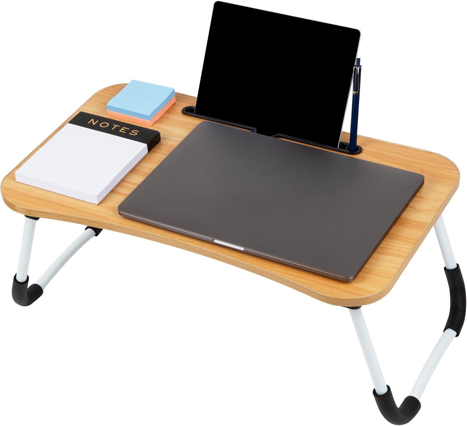 imageMind Reader Lap Desk Laptop Stand Bed Tray Folding Legs Couch Table Portable MDF 2325 L x 1375 W x 105 H BeigeBeige