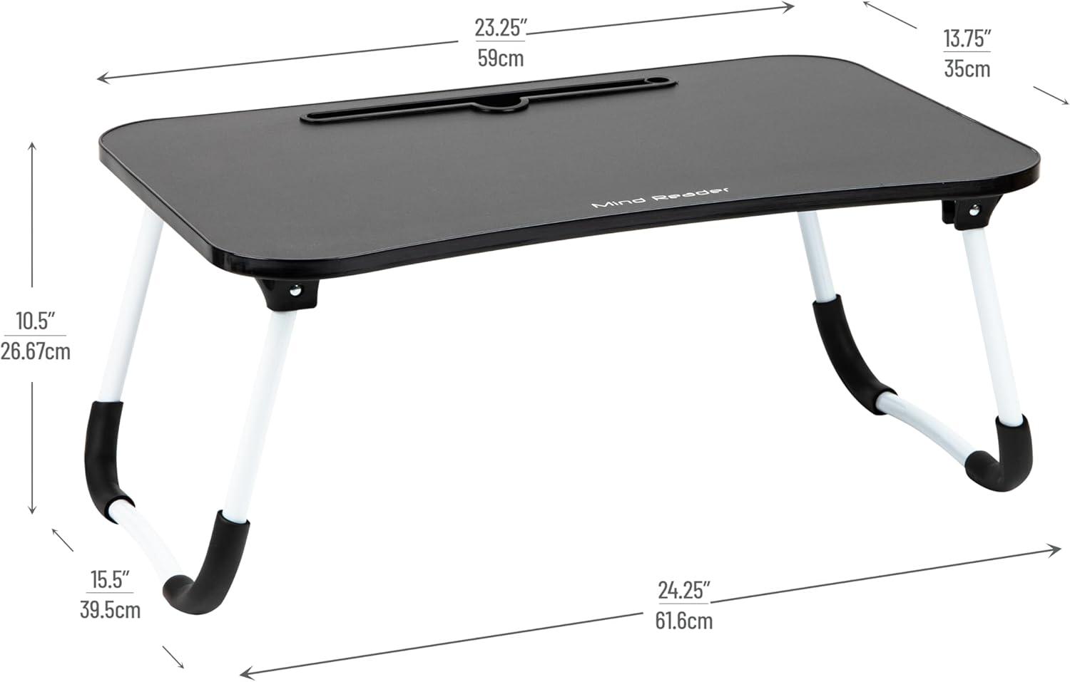imageMind Reader Lap Desk Laptop Stand Bed Tray Folding Legs Couch Table Portable MDF 2325 L x 1375 W x 105 H BeigeBlack