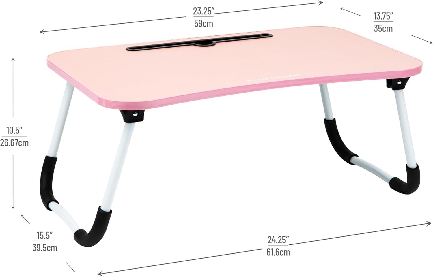 imageMind Reader Lap Desk Laptop Stand Bed Tray Folding Legs Couch Table Portable MDF 2325 L x 1375 W x 105 H BeigePink