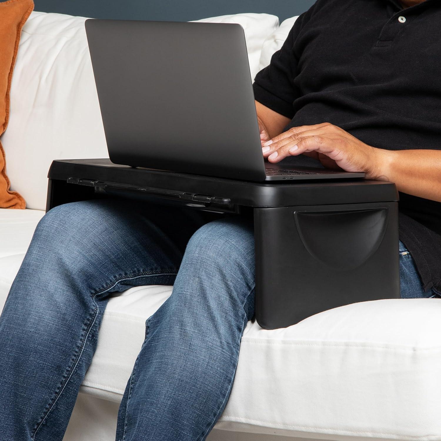 imageMind Reader Lap DeskLaptop Stand Bed Tray Folding Legs Portable Dorm Plastic 1875 L x 1125 W x 725 H BlackBlack