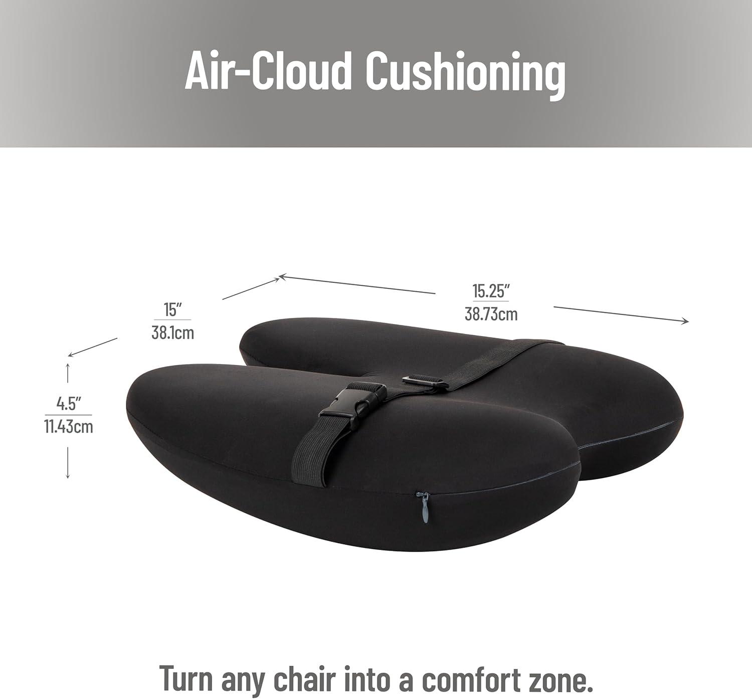 imageMind Reader Lumbar Support Pillow with AirCloud Technology Office Chair Back Cushion Memory Foam Black