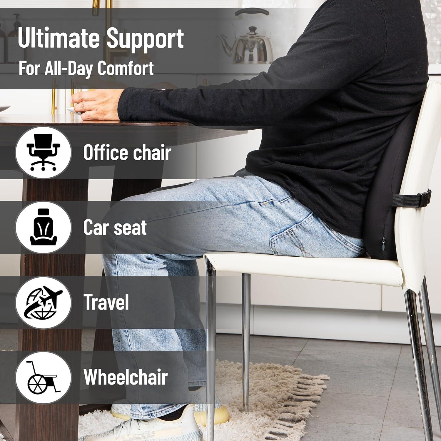 imageMind Reader Lumbar Support Pillow with AirCloud Technology Office Chair Back Cushion Memory Foam Black