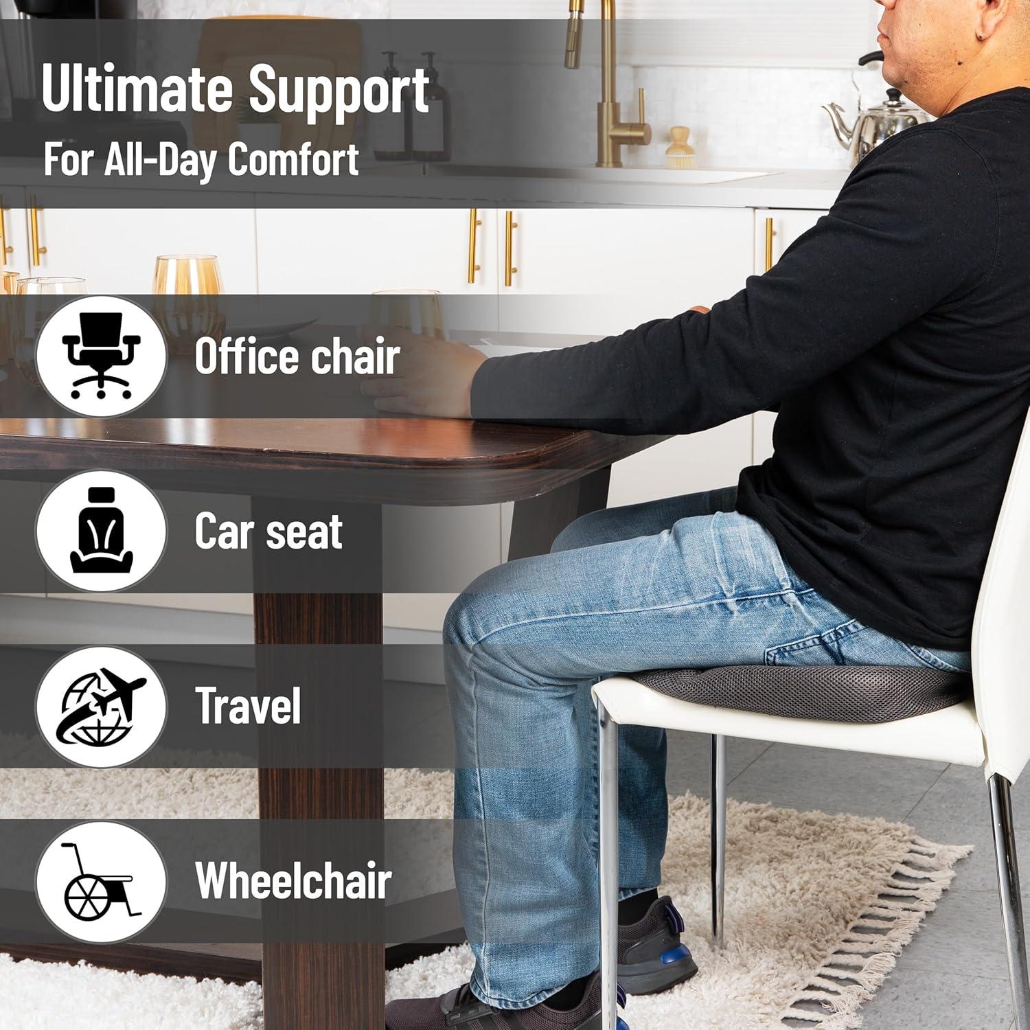 imageMind Reader Memory Foam Seat Cushion with AirCloud Technology Sciatica Coccyx amp Hip Pain Relief Office Memory Foam GrayClassic Gray