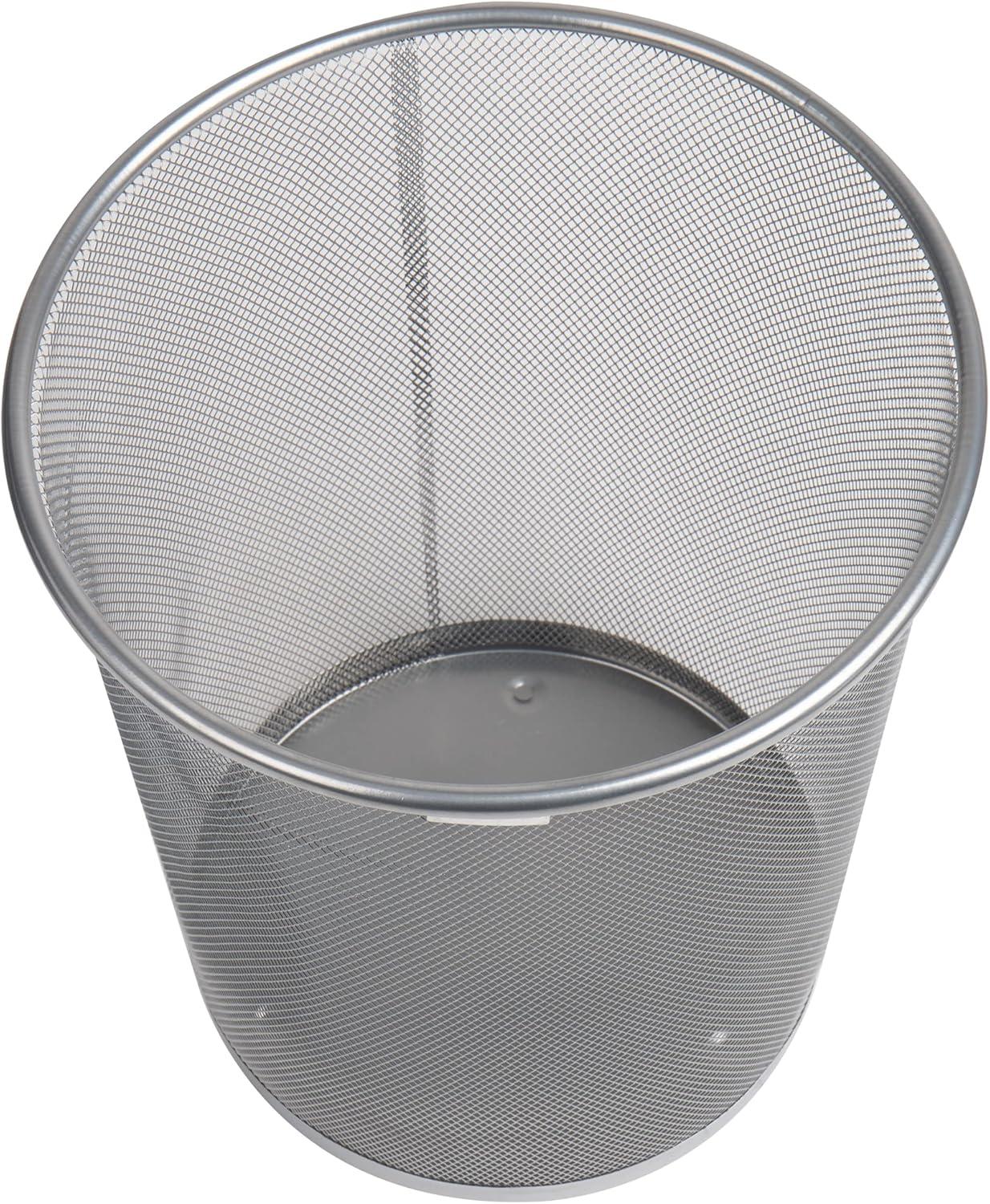 imageMind Reader Mesh Trash Can 1665L44 gal Waste Paper Basket Round Office Metal Mesh SilverSilver