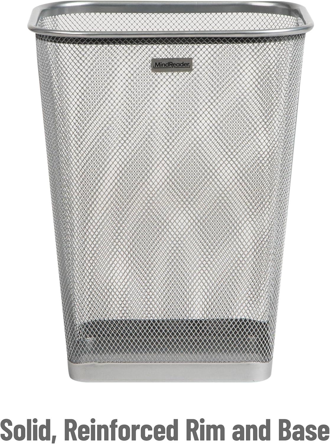 imageMind Reader Mesh Trash Can Waste Paper Basket Square Office Metal Mesh 975L x 975W x 1225H Set of 2 BlackSilver