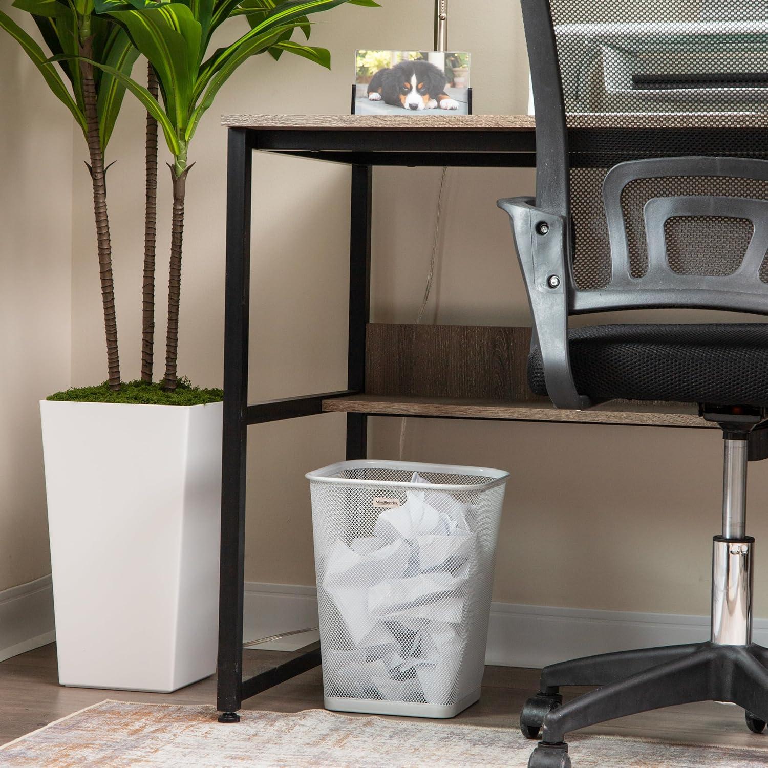imageMind Reader Mesh Trash Can Waste Paper Basket Square Office Metal Mesh 975L x 975W x 1225H Set of 2 BlackWhite