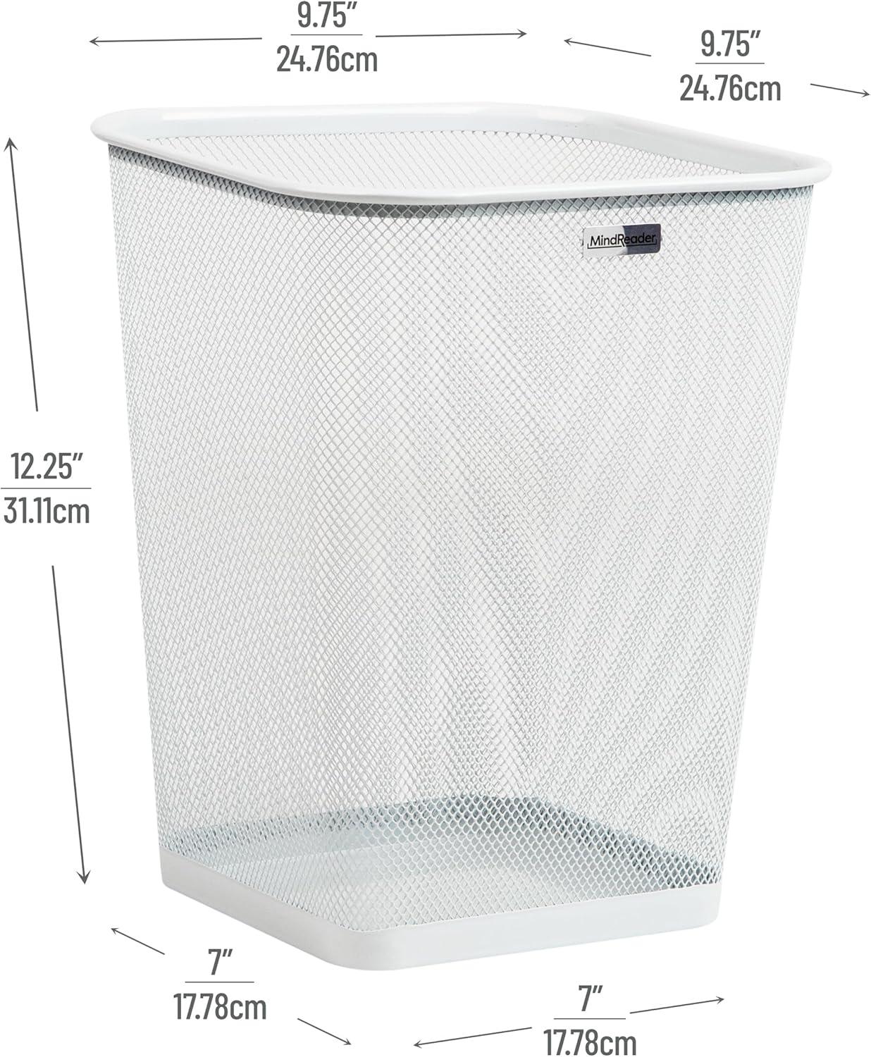 imageMind Reader Mesh Trash Can Waste Paper Basket Square Office Metal Mesh 975L x 975W x 1225H Set of 2 BlackWhite