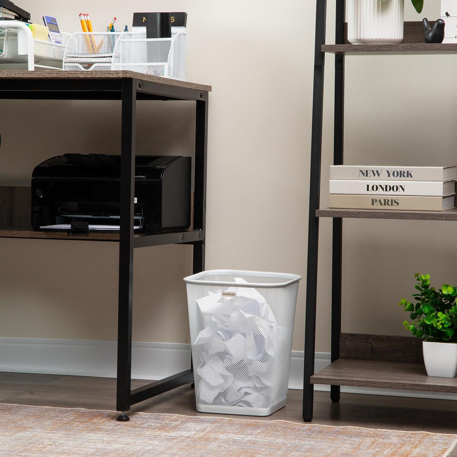 imageMind Reader Mesh Trash Can Waste Paper Basket Square Office Metal Mesh 975L x 975W x 1225H Set of 2 BlackWhite