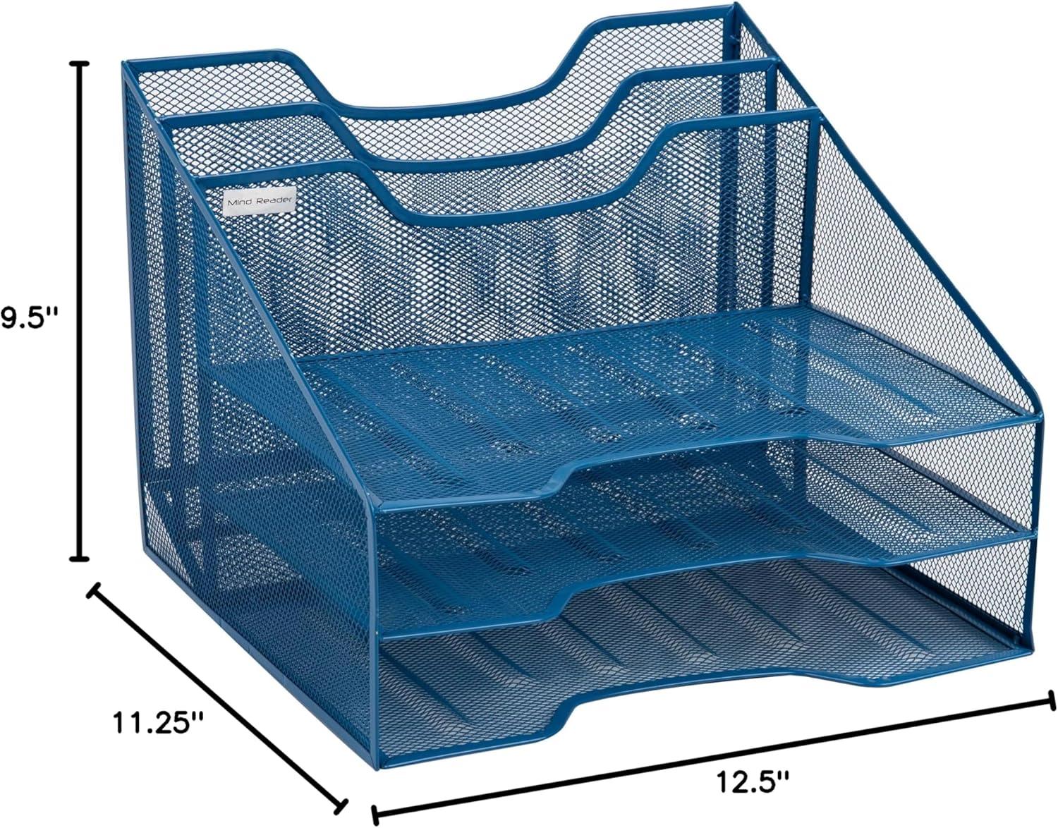 Mind Reader Metal Mesh Desktop File Organizer, 3-Tier Paper Tray with 5 ...
