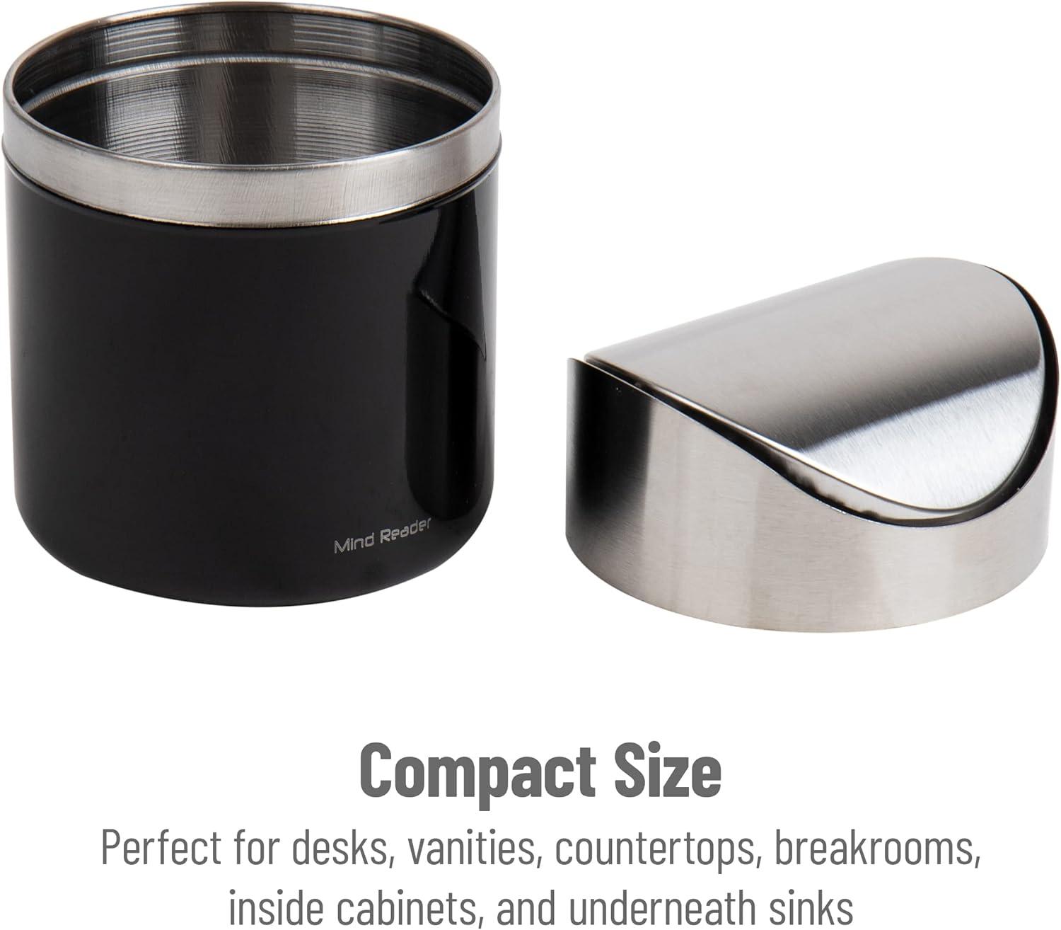 imageMind Reader Mini Countertop Trash Can 15 Liter040 Gallon Capacity Swivel Lid Recycling Bin Compost Bin Desktop Organizer Set of 2 BlackBlack