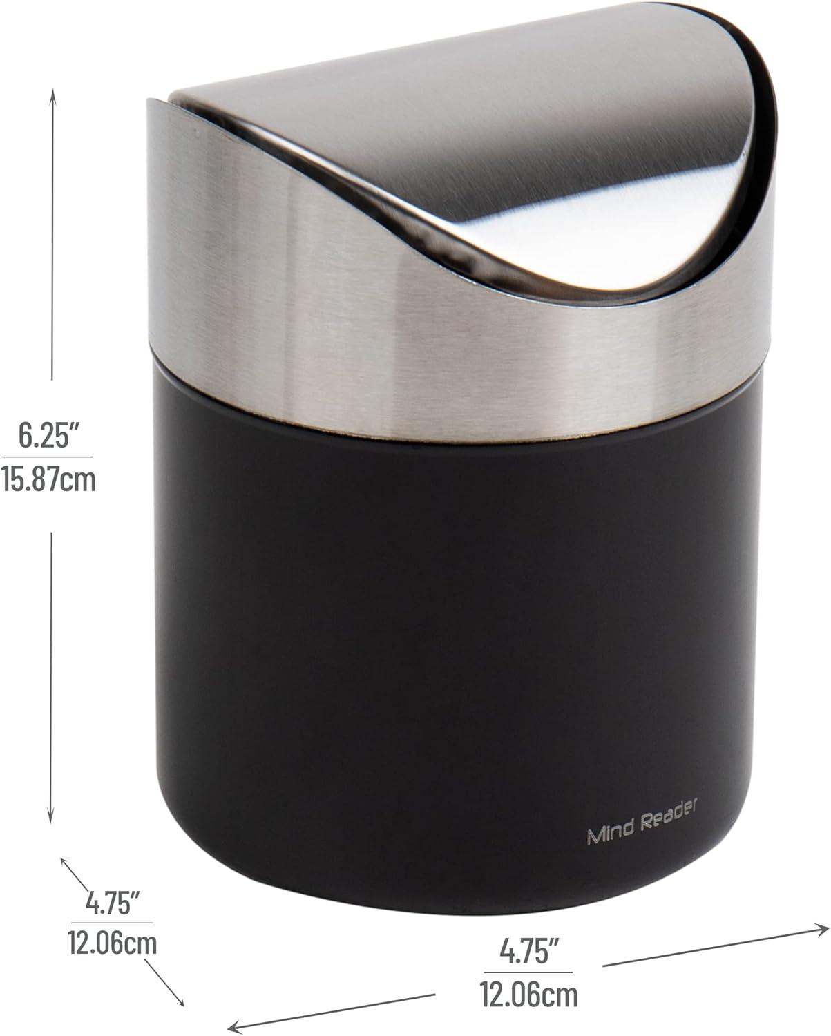 imageMind Reader Mini Countertop Trash Can 15 Liter040 Gallon Capacity Swivel Lid Recycling Bin Compost Bin Desktop Organizer Set of 2 BlackBlack