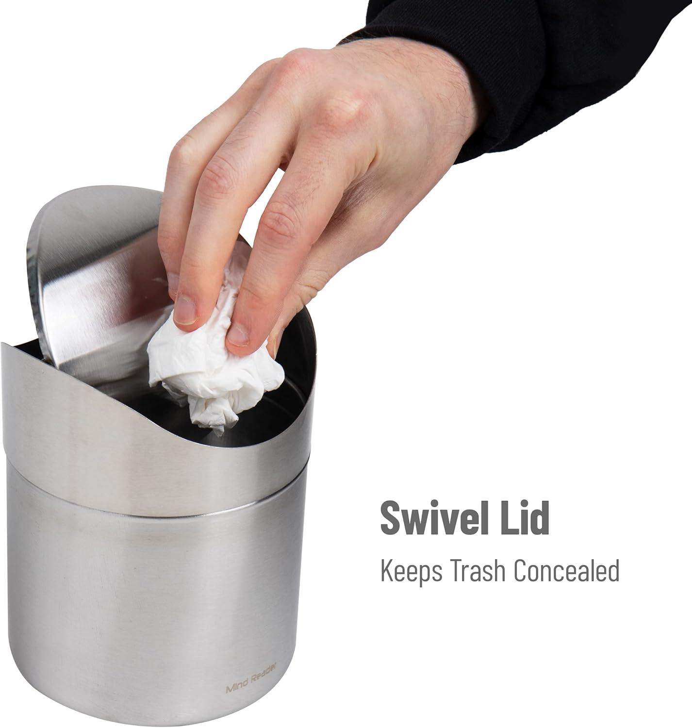 Mind Reader Mini Countertop Trash Can, 1.5 Liter/0.40 Gallon Capacity ...