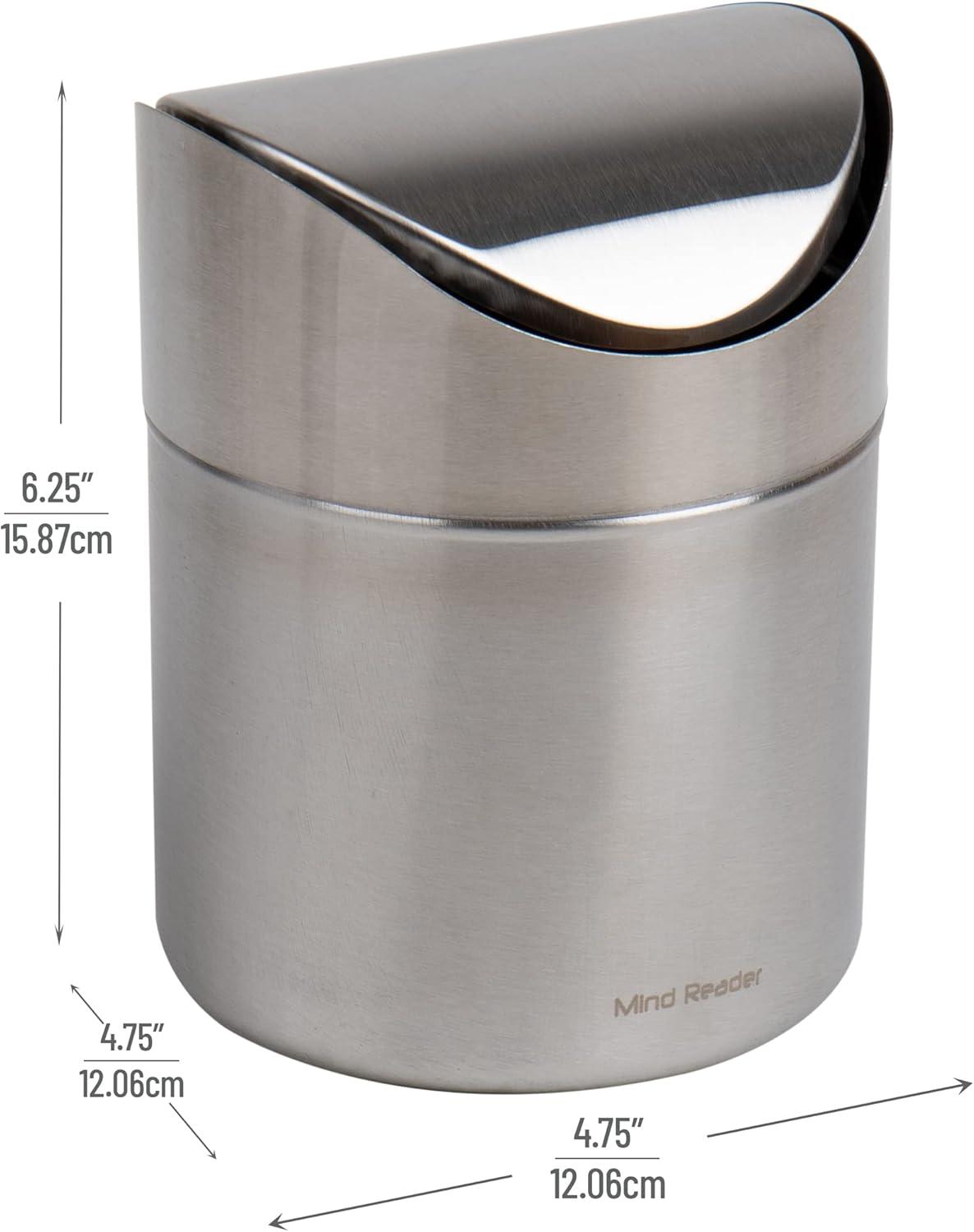 imageMind Reader Mini Countertop Trash Can 15 Liter040 Gallon Capacity Swivel Lid Recycling Bin Compost Bin Desktop Organizer Set of 2 BlackSilver