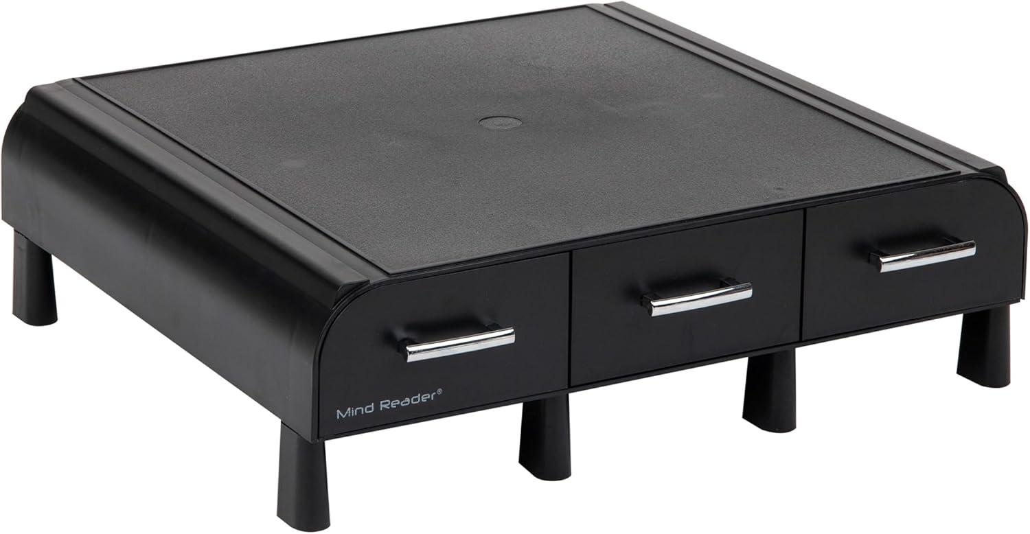 imageMind Reader Monitor Stand 3 Storage Drawers Desktop Organizer Riser Office 135L x 13W x 4H Set of 2 BlackBlack