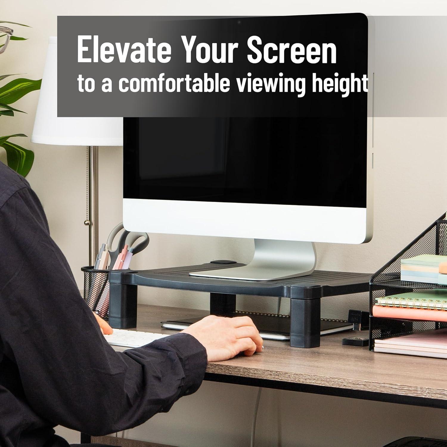 imageMind Reader Monitor Stand Height Adjustable Desktop Organizer Laptop Riser Office 1725L x 1325W x 4H BlackMonitor Stand