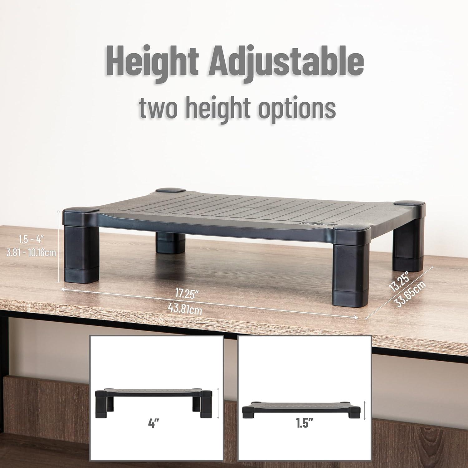imageMind Reader Monitor Stand Height Adjustable Desktop Organizer Laptop Riser Office 1725L x 1325W x 4H BlackMonitor Stand