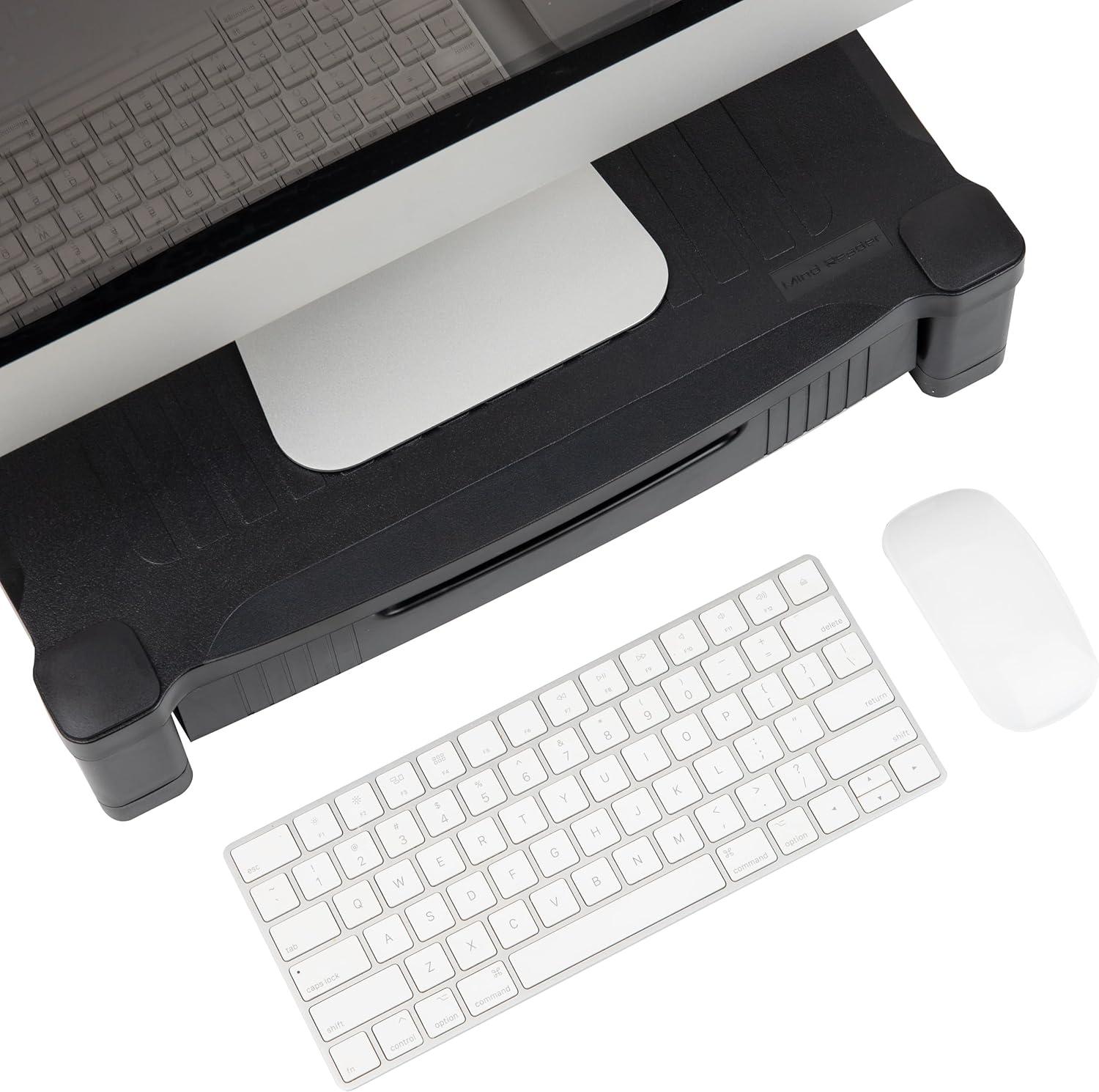 imageMind Reader Monitor Stand Height Adjustable Desktop Organizer Laptop Riser Office 1725L x 1325W x 4H BlackMonitor Stand with Drawer