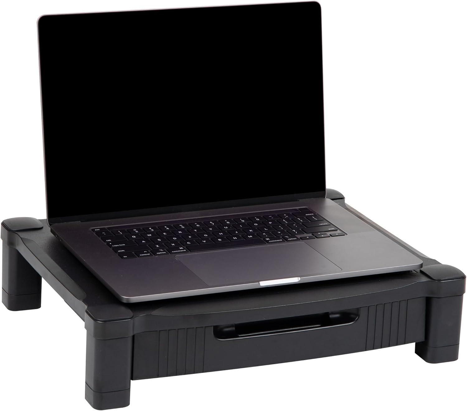 imageMind Reader Monitor Stand Height Adjustable Desktop Organizer Laptop Riser Office 1725L x 1325W x 4H BlackMonitor Stand with Drawer