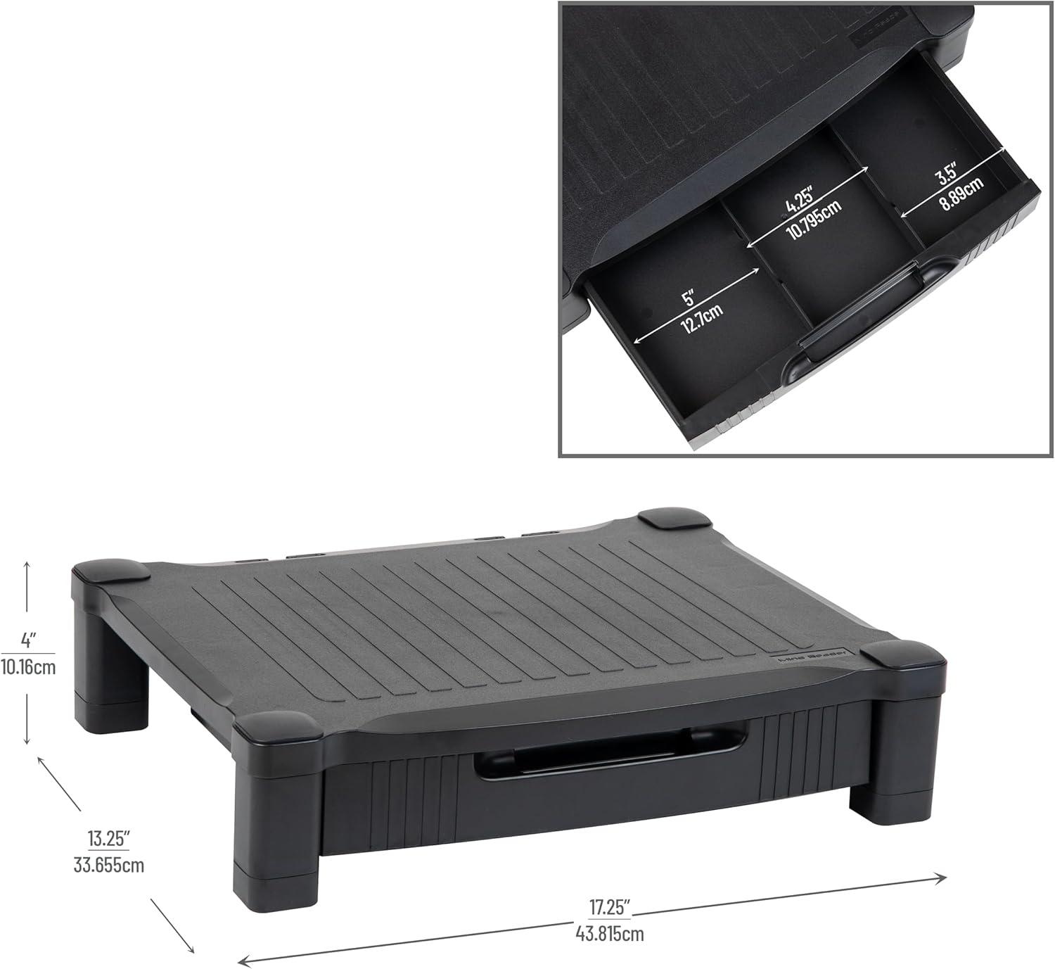 imageMind Reader Monitor Stand Height Adjustable Desktop Organizer Laptop Riser Office 1725L x 1325W x 4H BlackMonitor Stand with Drawer