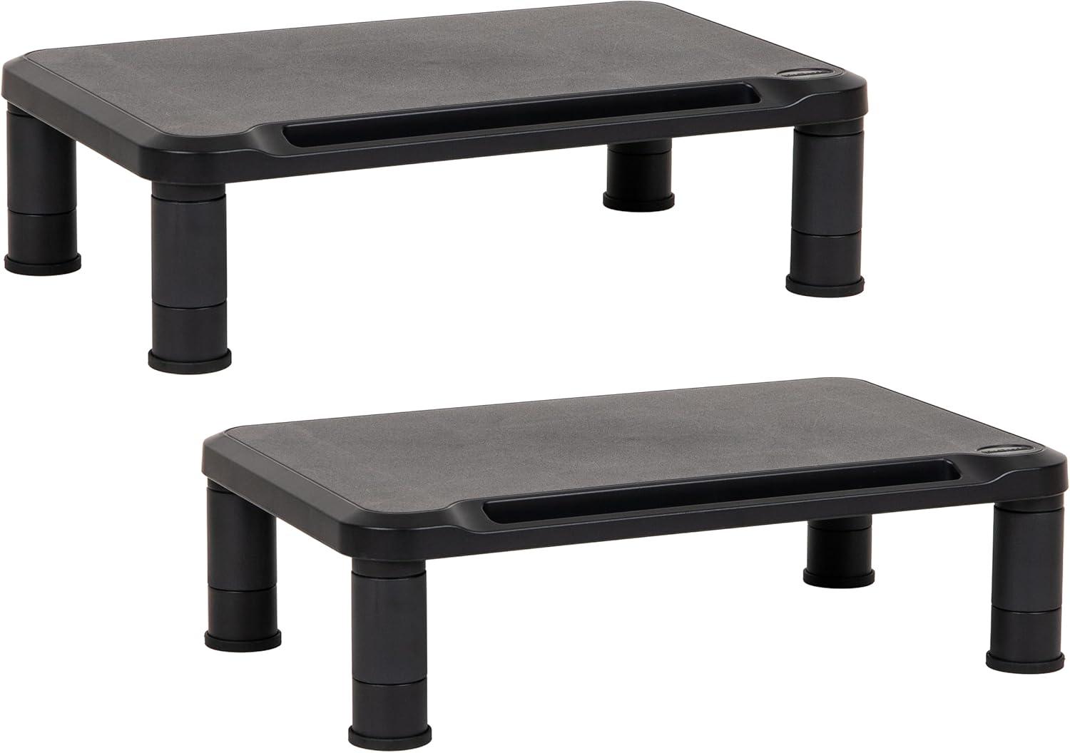 imageMind Reader Monitor Stand Height Adjustable Laptop Computer Riser Office 15L x 95W x 425H Set of 2 Black4 Leg2 Pack