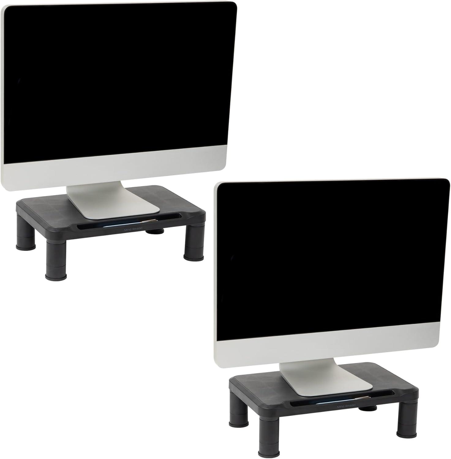 imageMind Reader Monitor Stand Height Adjustable Laptop Computer Riser Office 15L x 95W x 425H Set of 2 Black4 Leg2 Pack
