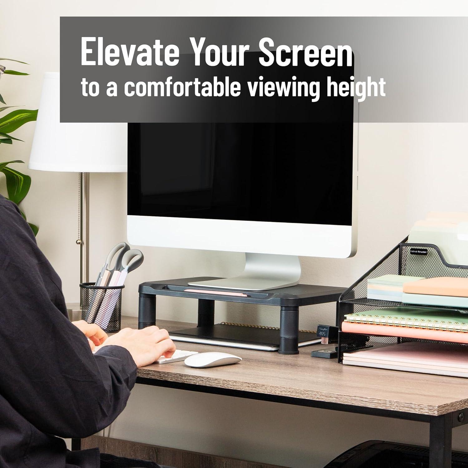 imageMind Reader Monitor Stand Height Adjustable Laptop Computer Riser Office 15L x 95W x 425H Set of 2 Black4 Leg2 Pack