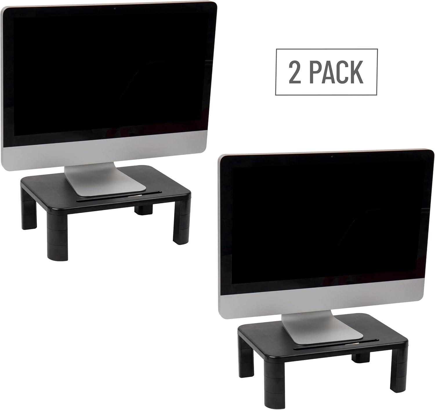 imageMind Reader Monitor Stand Height Adjustable Laptop Computer Riser Office 15L x 95W x 425H Set of 2 Black4 Leg2 Pack
