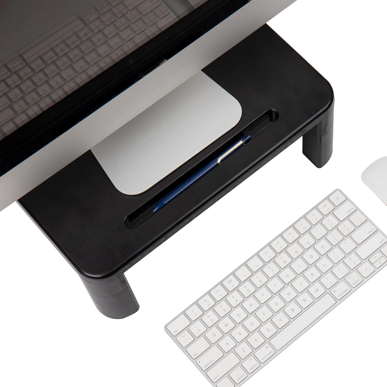 imageMind Reader Monitor Stand Height Adjustable Laptop Computer Riser Office 15L x 95W x 425H Set of 2 Black4 Leg2 Pack