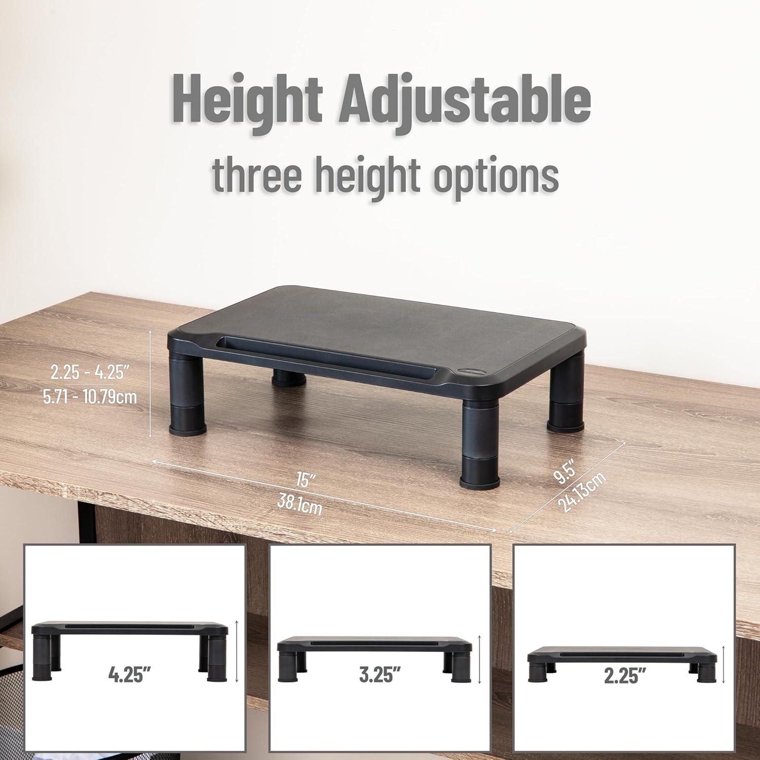 imageMind Reader Monitor Stand Height Adjustable Laptop Computer Riser Office 15L x 95W x 425H Set of 2 Black4 Leg2 Pack