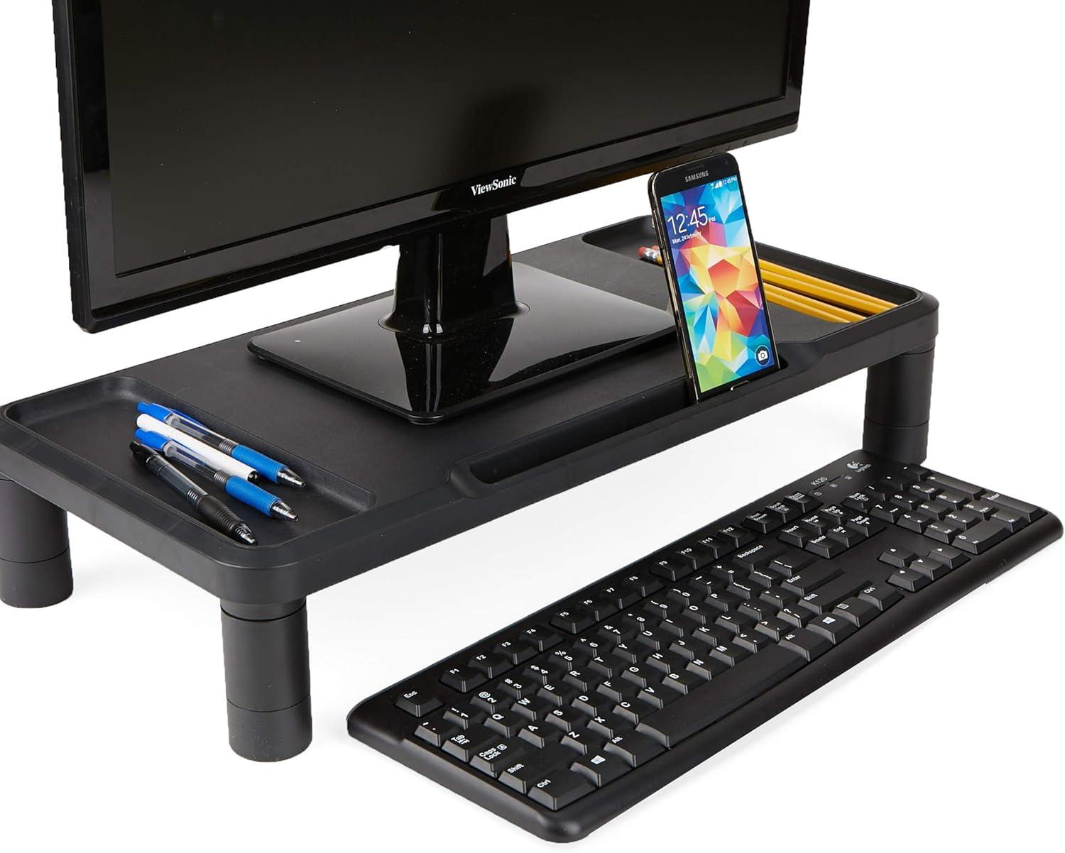 imageMind Reader Monitor Stand Laptop Riser Desktop Organizer Office Plastic 2175 L x 1025 W x 45 H Set of 2 Black1Pack