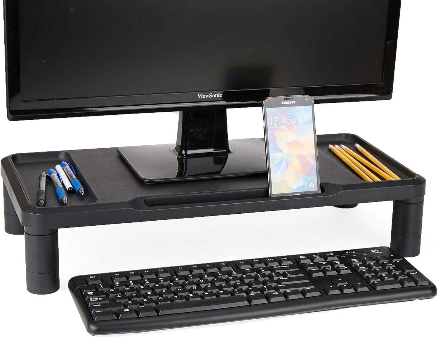 imageMind Reader Monitor Stand Laptop Riser Desktop Organizer Office Plastic 2175 L x 1025 W x 45 H Set of 2 Black1Pack