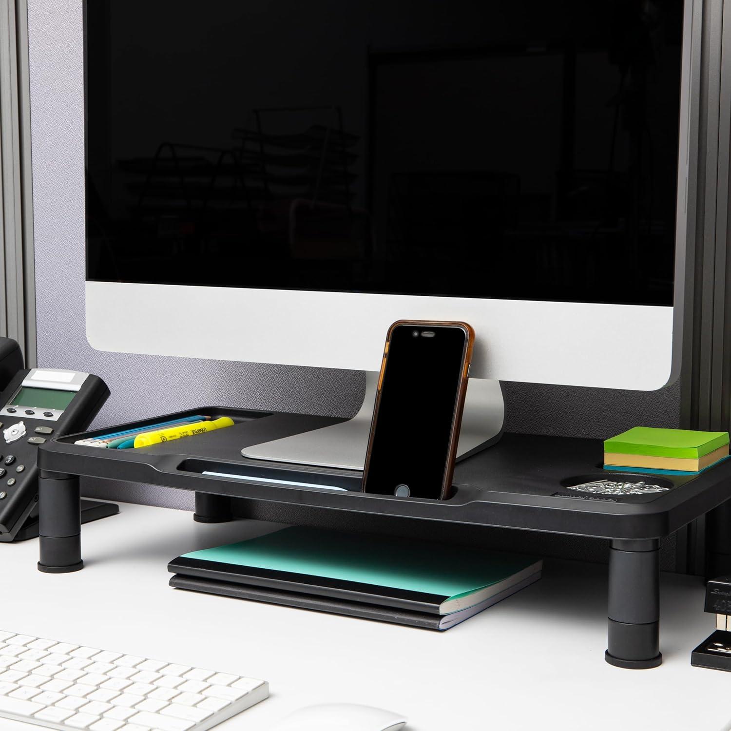 imageMind Reader Monitor Stand Laptop Riser Desktop Organizer Office Plastic 2175 L x 1025 W x 45 H Set of 2 Black2Pack